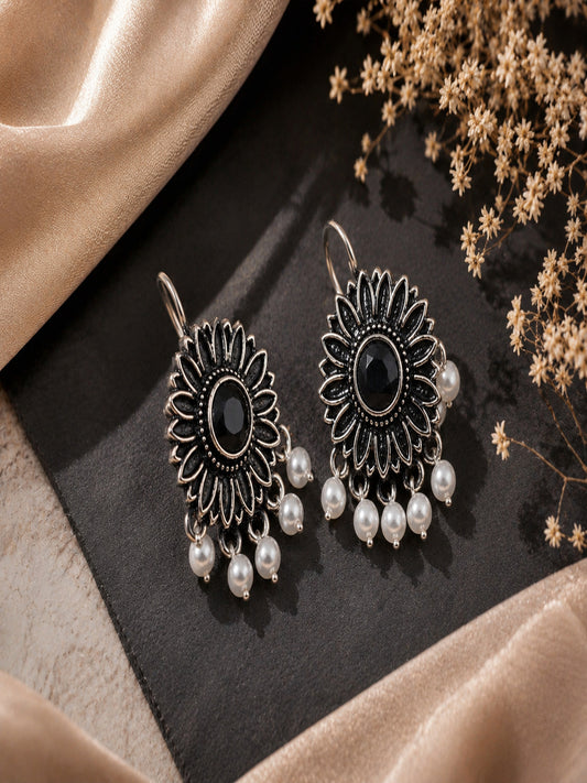Shivora Sunflower Oxidised Earrings