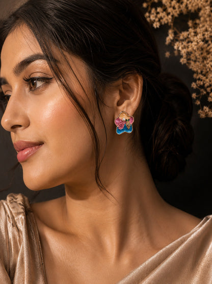 Shivora Blossom Berry Enamel Stud Earrings