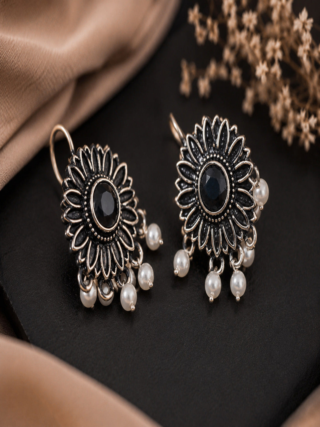 Shivora Sunflower Oxidised Earrings