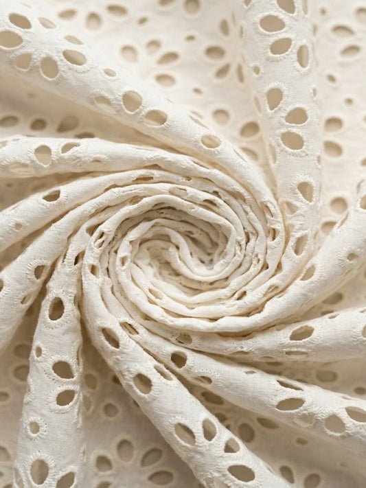 Off White Floral pattern Schiffli fabric