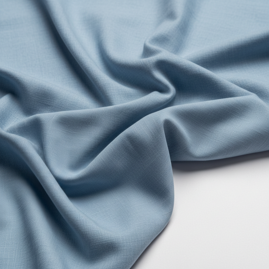 Ice blue Jam Cotton fabric draped close-up showing texture and fall