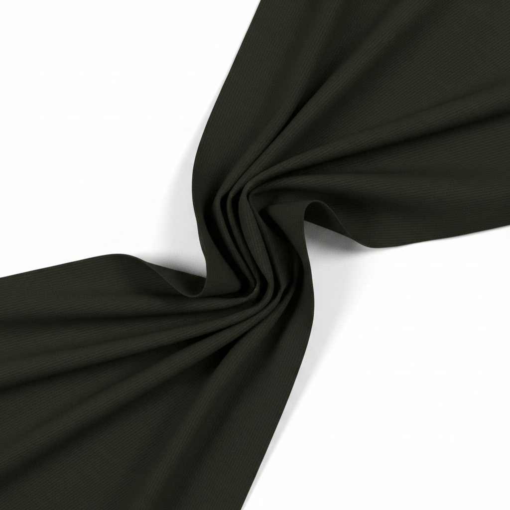 Military green jam cotton fabric in elegant diagonal twill fold hero shot showing natural drape