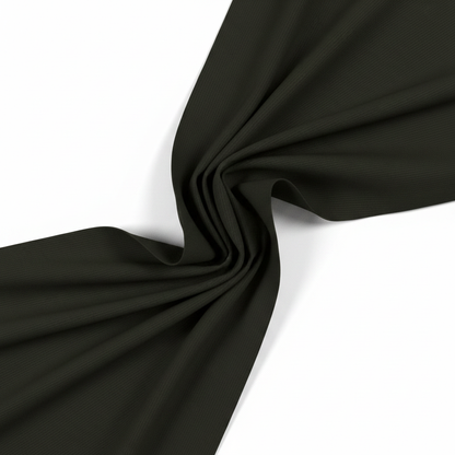 Military green jam cotton fabric in elegant diagonal twill fold hero shot showing natural drape