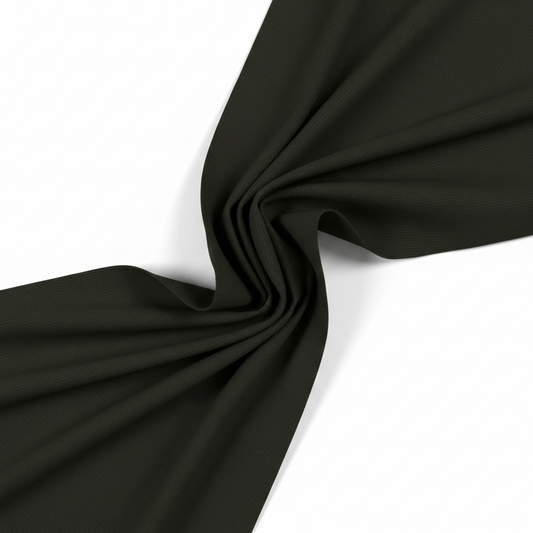Military green jam cotton fabric in elegant diagonal twill fold hero shot showing natural drape