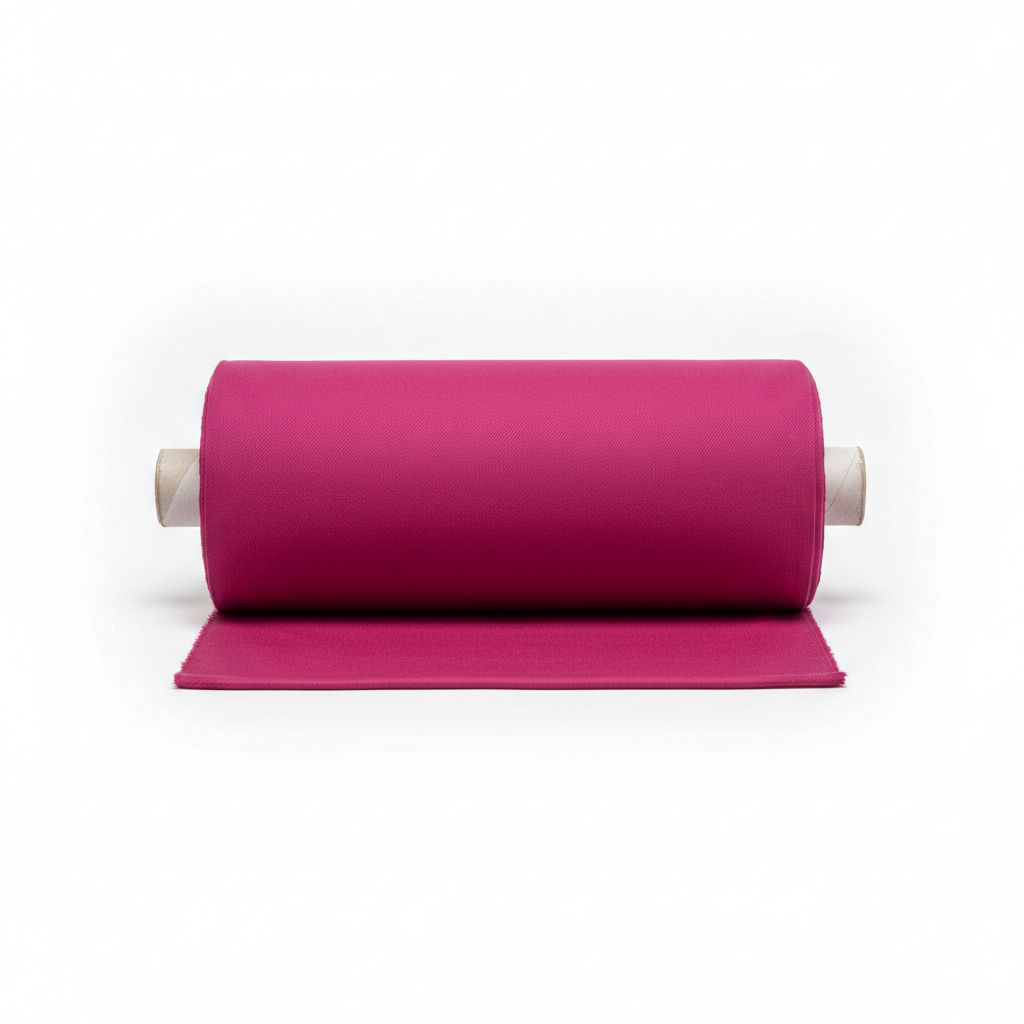 Rani rayon slub lycra fabric thaan bolt roll with unrolled section showing texture