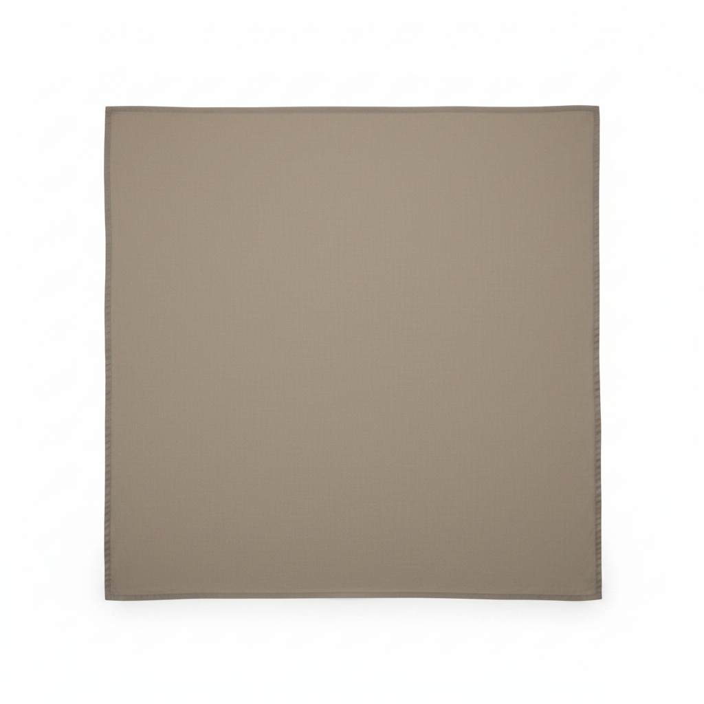 Taupe cotton poplin lycra fabric flat lay showing smooth fine weave texture