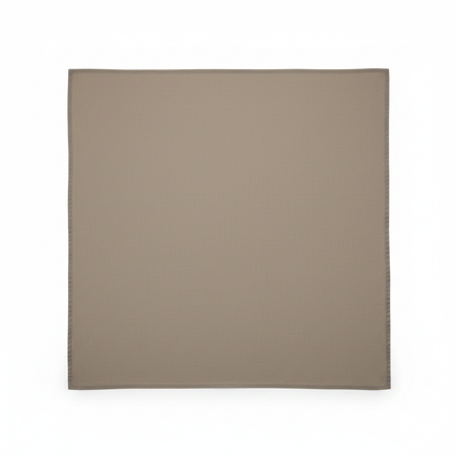 Taupe cotton poplin lycra fabric flat lay showing smooth fine weave texture
