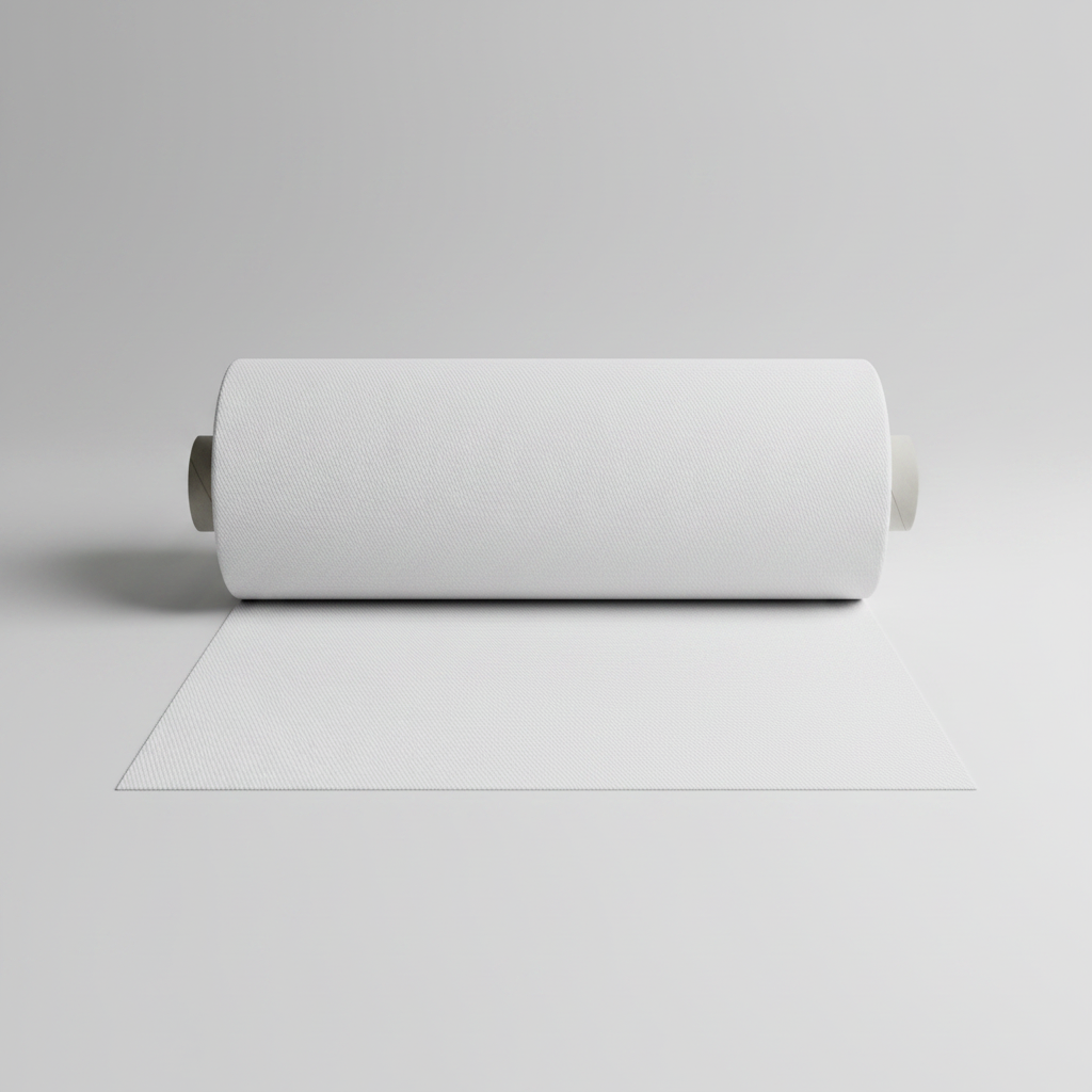 Neel white cotton slub lycra fabric thaan bolt roll with unrolled section showing texture