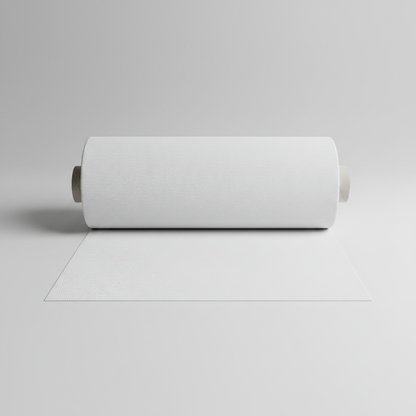 Neel white cotton slub lycra fabric thaan bolt roll with unrolled section showing texture