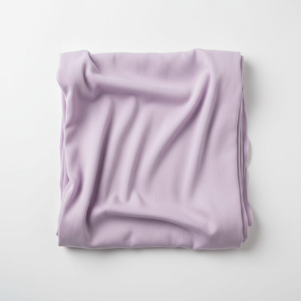 Pastel violet Jam Cotton fabric flat lay on white background
