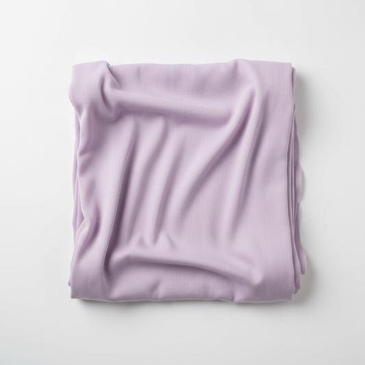 Pastel violet Jam Cotton fabric flat lay on white background