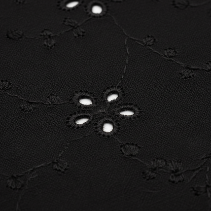 Black Blossom Schiffli Fabric – Macro Texture