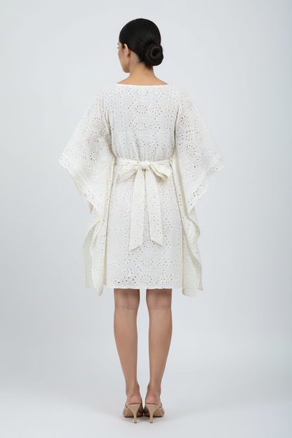 Kora Chikankari Kaftan Dress - Back View