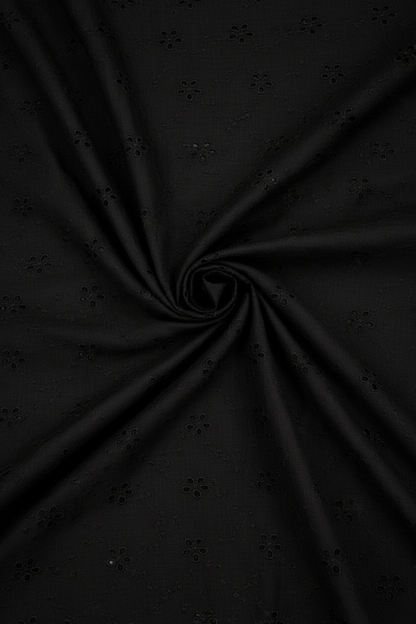 Black Blossom Schiffli Fabric – Twill Fold