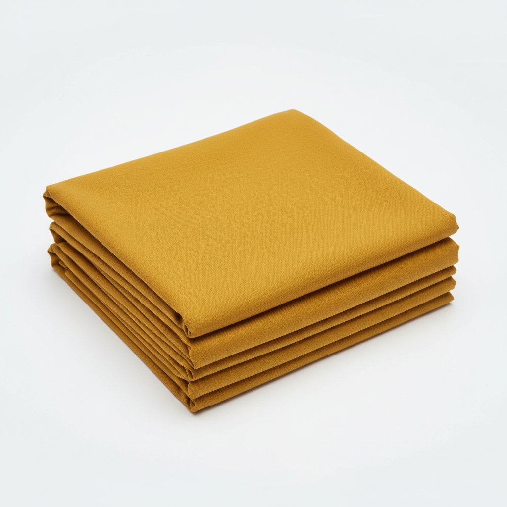 Mustard yellow Jam Cotton fabric flat lay on white background