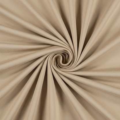 Beige jam cotton fabric in elegant diagonal twill fold hero shot showing natural drape