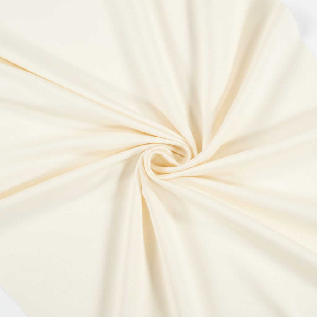 Off white jam cotton fabric in elegant diagonal twill fold hero shot showing natural drape