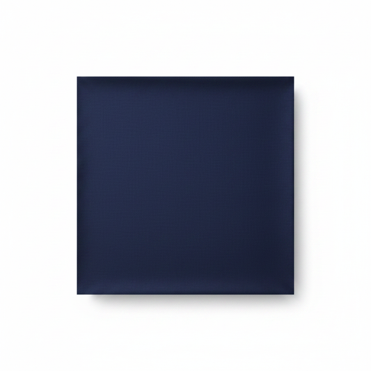 Navy blue cotton poplin lycra fabric flat lay showing smooth fine weave texture