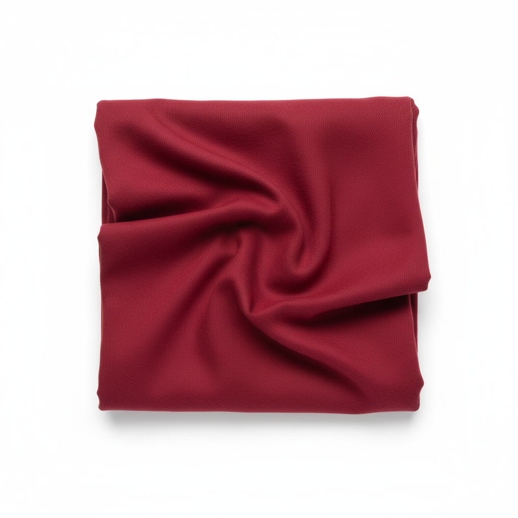 Carmine red jam cotton fabric in elegant diagonal twill fold hero shot showing natural drape