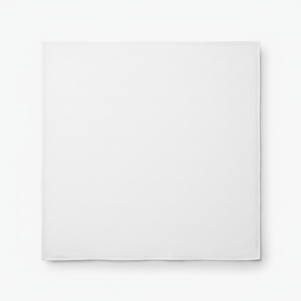 White cotton blend fabric laid completely flat showing full piece with natural shadow separation