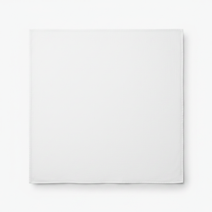 White cotton blend fabric laid completely flat showing full piece with natural shadow separation