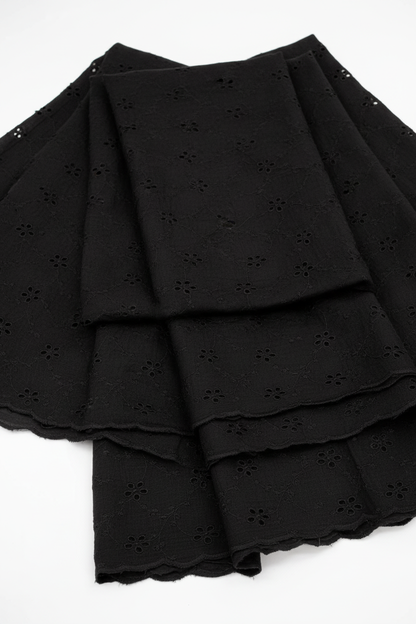 Black Blossom Schiffli Fabric – Layered Fold