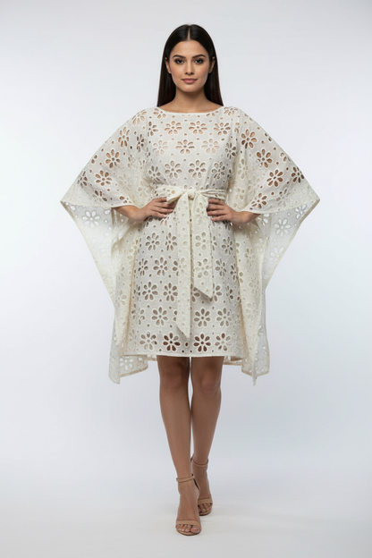 Jasmine Kora Schiffli Kaftan Dress - Front View