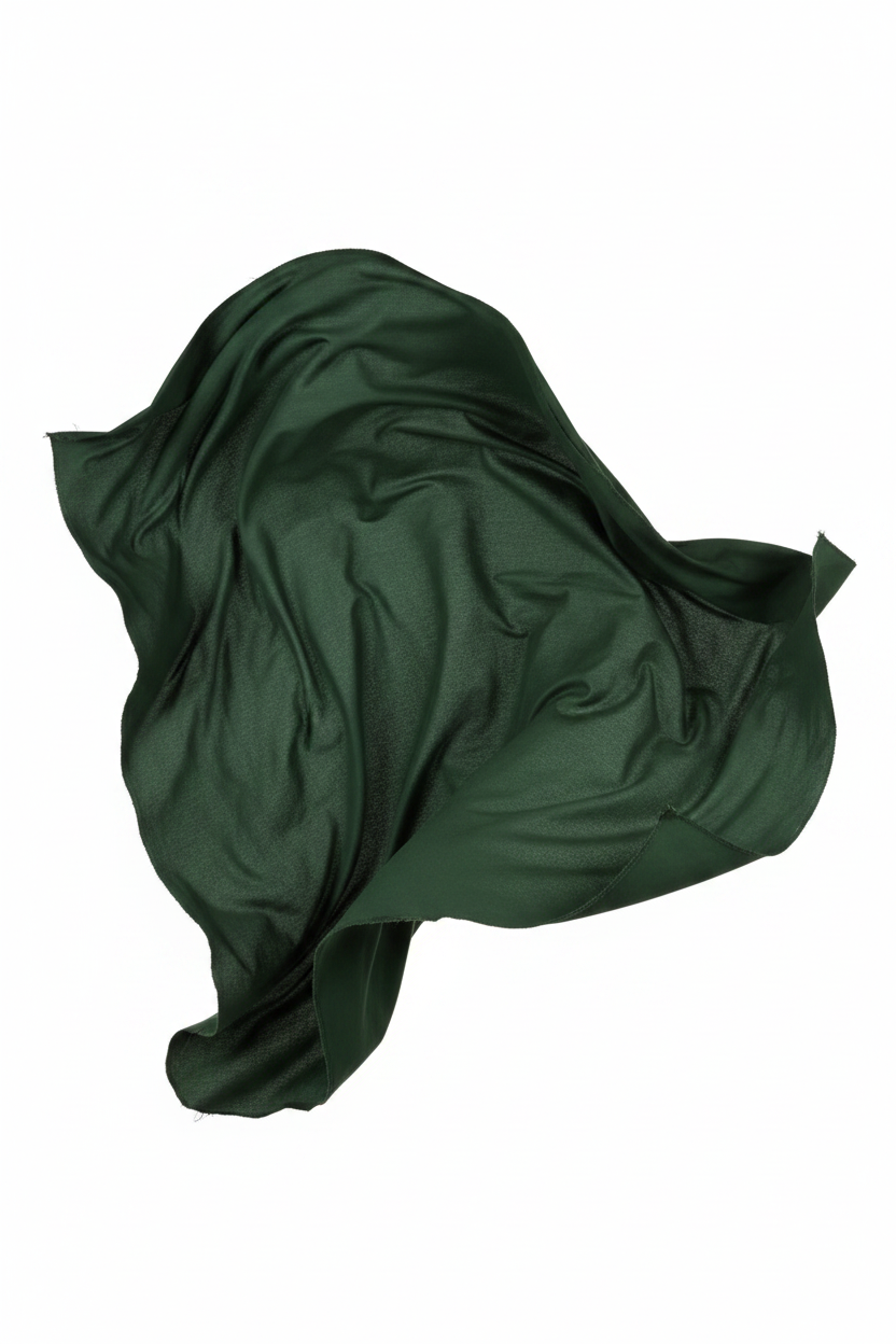 Bottle Green Cotton Poplin Fabric swirling in mid-air showing beautiful drape and movement