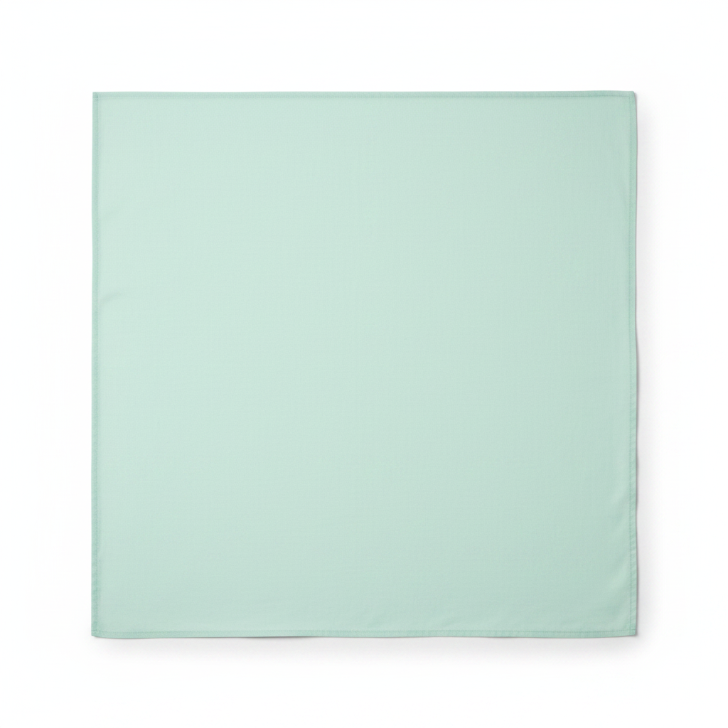 Mint green cotton poplin lycra fabric flat lay showing smooth fine weave texture