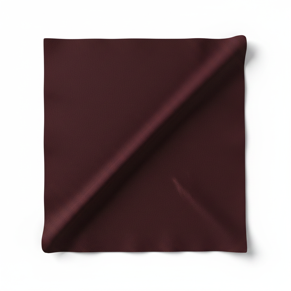 Mahroon rayon slub lycra fabric diagonal fold hero shot showing drape and stretch