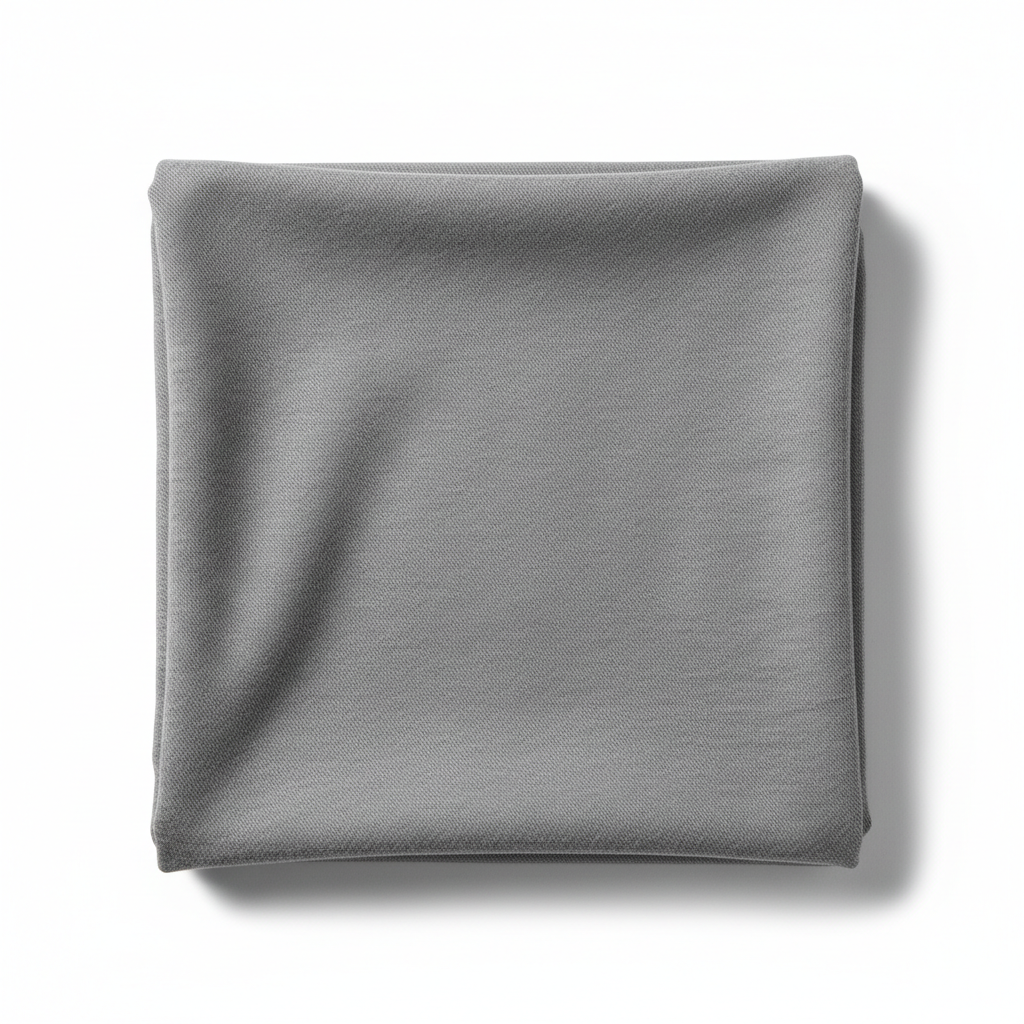 Grey jam cotton fabric in elegant diagonal twill fold hero shot showing natural drape