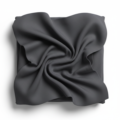 Charcoal grey jam cotton fabric in elegant diagonal twill fold hero shot showing natural drape