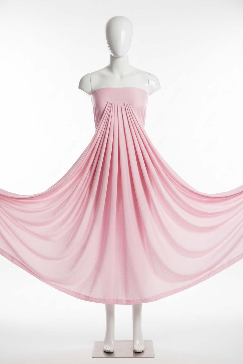 Pink Cotton Cambric Fabric draped on mannequin showing fabric flow and soft drape