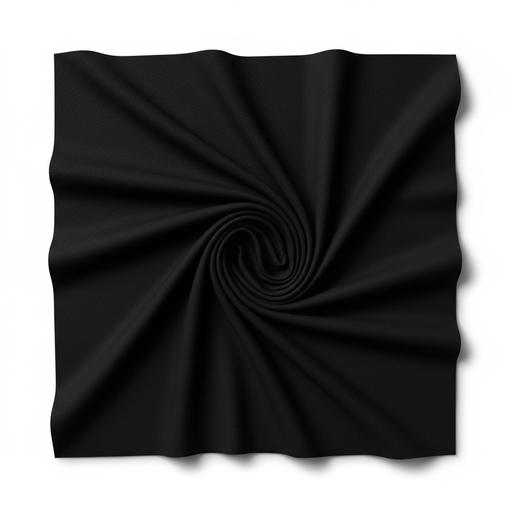 Black jam cotton fabric in elegant diagonal twill fold hero shot showing natural drape