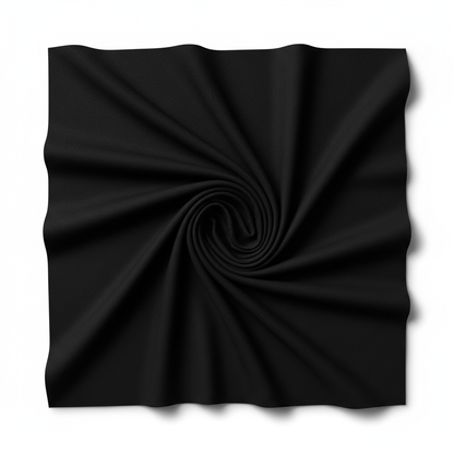 Black jam cotton fabric in elegant diagonal twill fold hero shot showing natural drape