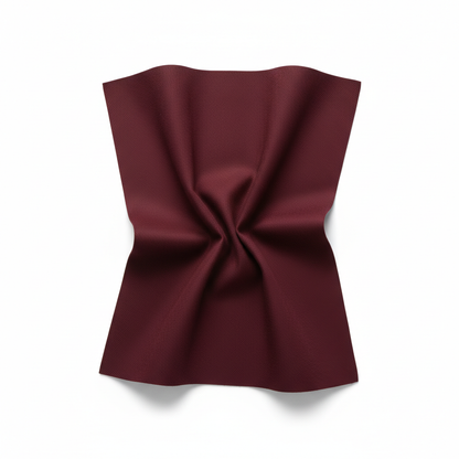 Burgundy jam cotton fabric in elegant diagonal twill fold hero shot showing natural drape