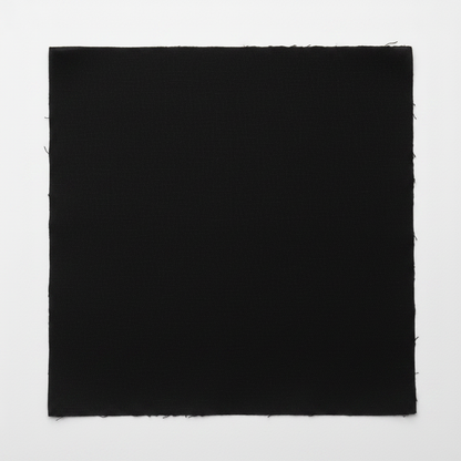 Jet black cotton poplin lycra fabric flat lay showing smooth fine weave texture