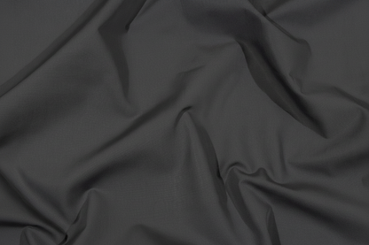 Close-up macro shot of Grey Cotton Poplin Lycra Fabric showing fine rib texture and smooth weave