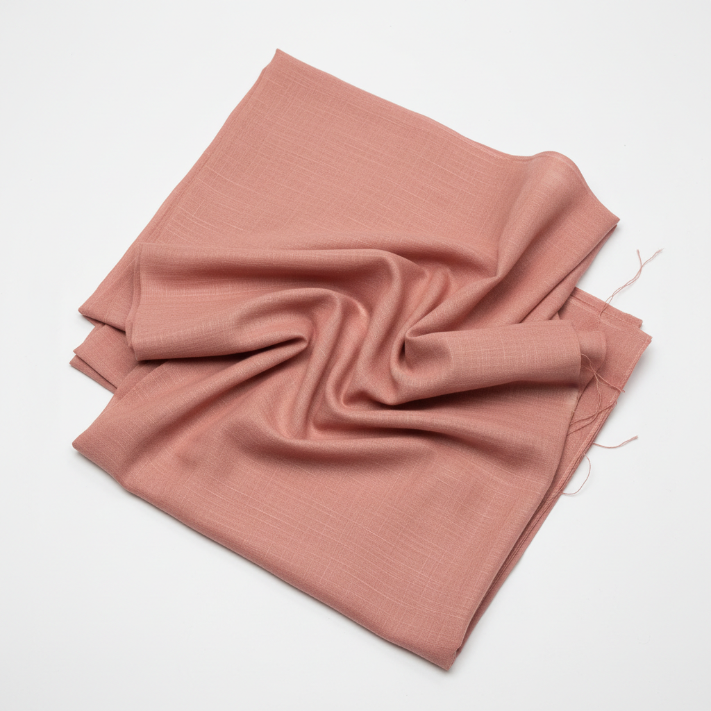 Rust pink Jam Cotton fabric flat lay on white background