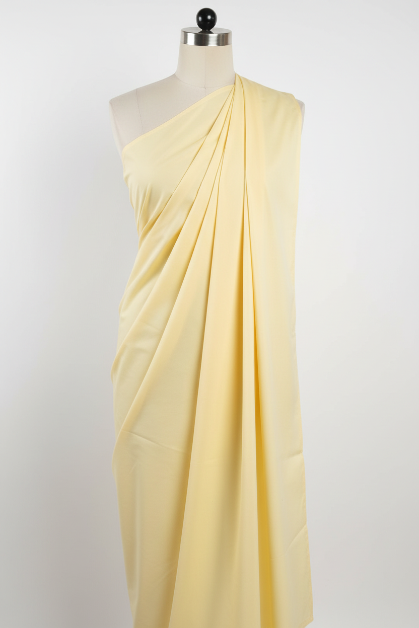 Lemon Cotton Poplin Fabric draped on mannequin showing fabric flow and crisp drape
