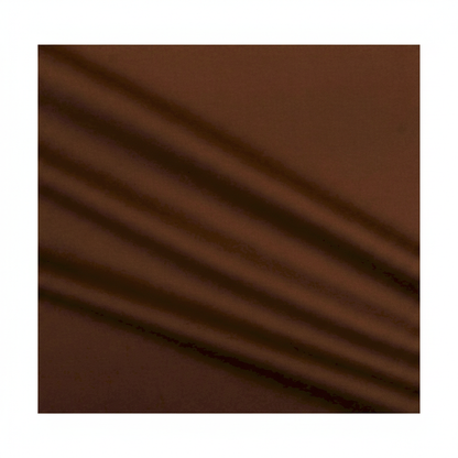 Chocolate brown cotton poplin fabric in multiple soft overlapping layered folds showing depth and dimension