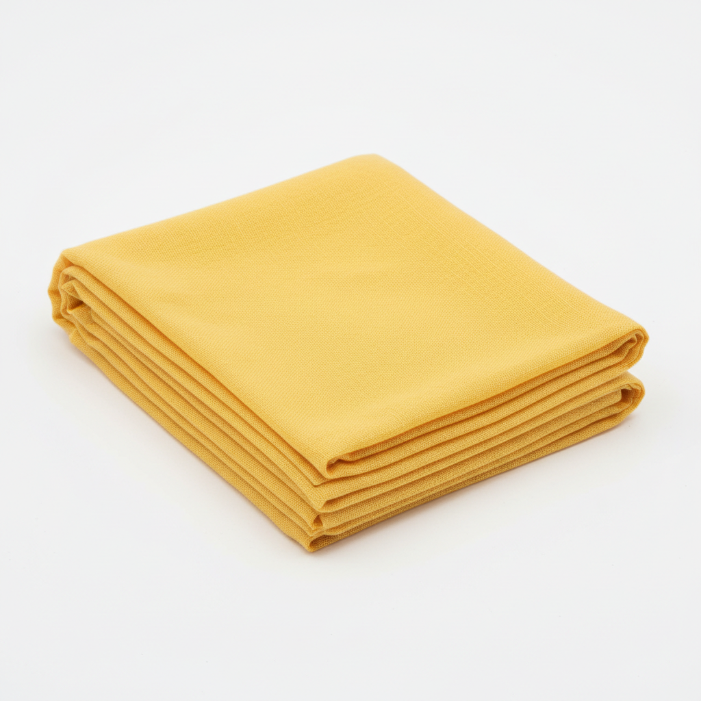 Yellow Jam Cotton fabric flat lay on white background