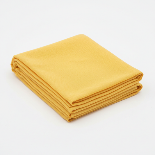 Yellow Jam Cotton fabric flat lay on white background