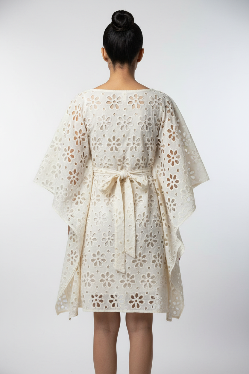Jasmine Kora Schiffli Kaftan Dress - Back View