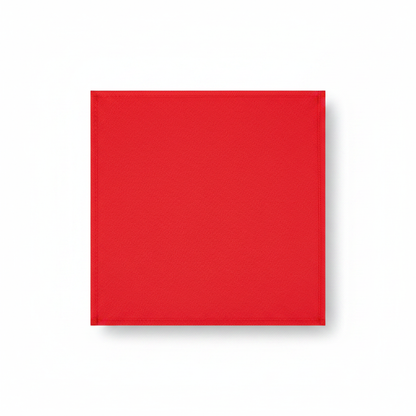Bright red jam cotton fabric laid completely flat showing full piece and ribbed twill texture