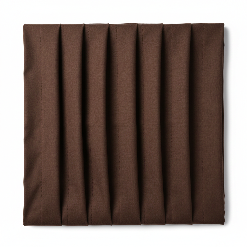 Chocolate brown cotton poplin fabric in elegant diagonal twill fold hero shot, top-down view