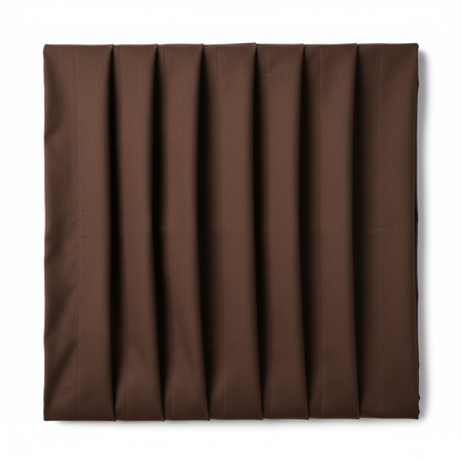 Chocolate brown cotton poplin fabric in elegant diagonal twill fold hero shot, top-down view