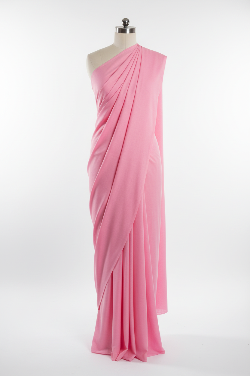 Baby Pink Cotton Cambric Fabric draped on mannequin showing fabric flow and soft drape
