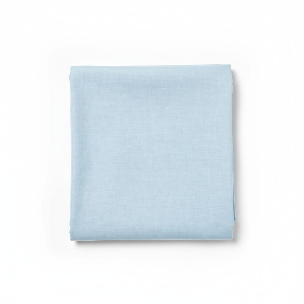 Ice blue Jam Cotton fabric flat lay on white background
