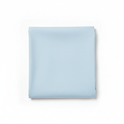 Ice blue Jam Cotton fabric flat lay on white background
